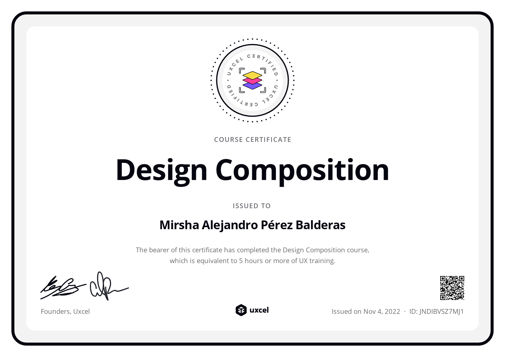 Mirsha Alejandro Pérez Balderas's certificate